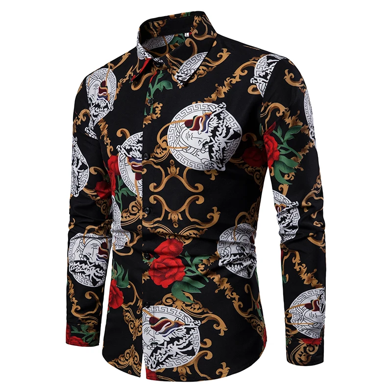 

New Arrival Bohemian Printed Cardigan Cotton Men's Dress Shirt