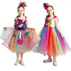 Girls Rainbow Candy Dress Kids Lollipop Modeling Frock Baby Girl Performance Costumes Summer Children Birthday Party Clothes