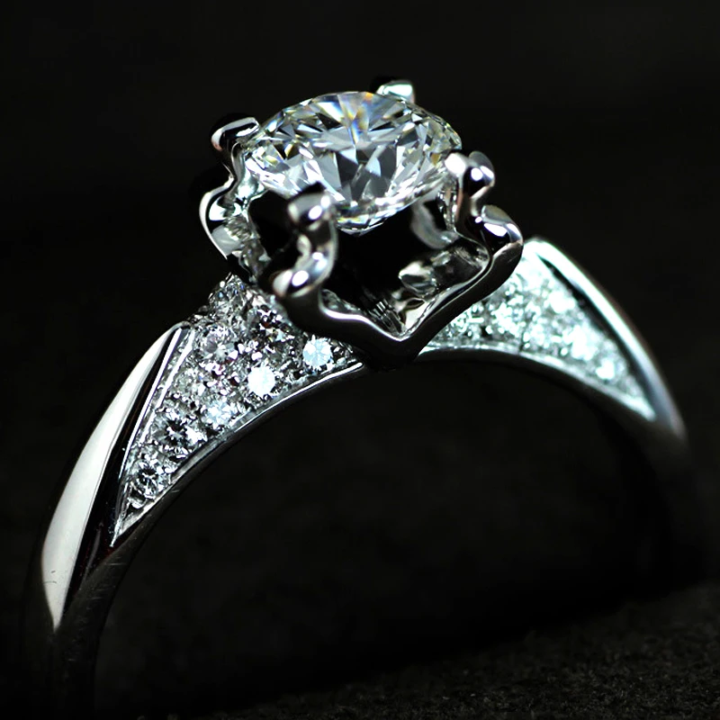 

XEYJZ 024 Luxury Full Of 5A Zircon 1.0ct Four-Claw Crown Engagement Wedding Rings Princess Women Platinum Plating Ring Wholesale