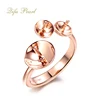 Wholesale Unique 18K Solid Rose Gold Triple Pearl Engagement Rings