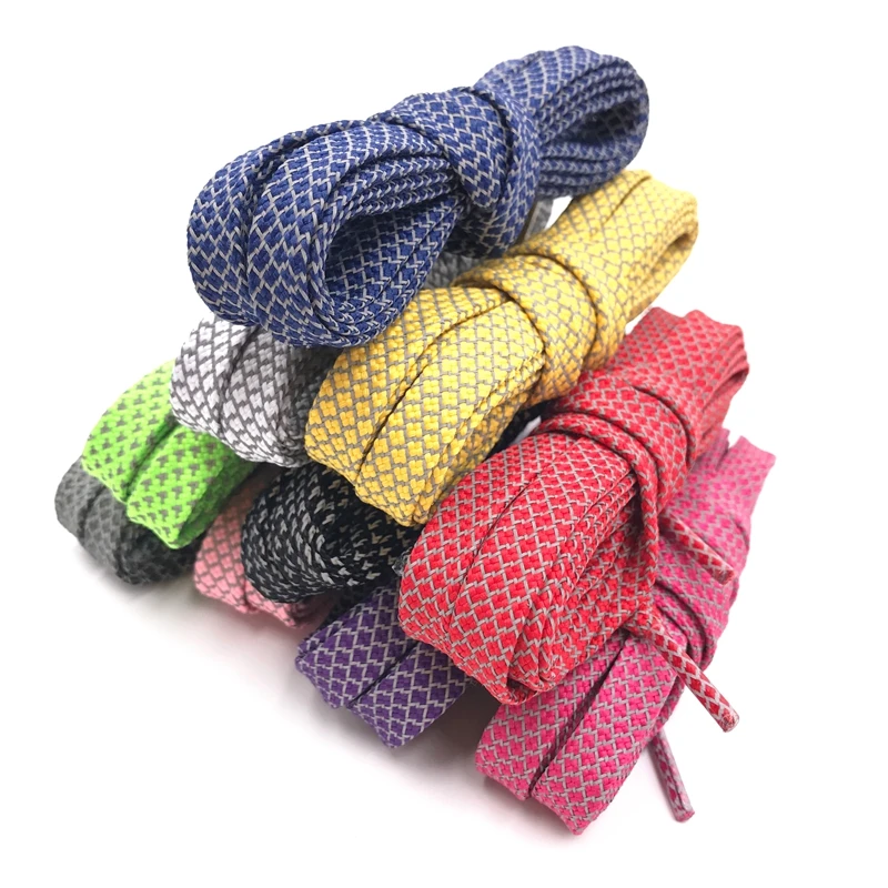 Free sample colored fashion style flat reflective shoelaces