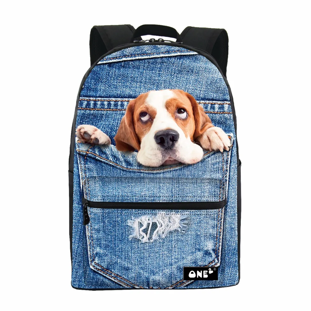 

ONE2 design cut dog bule backpack wholesale for school backpack, Customized