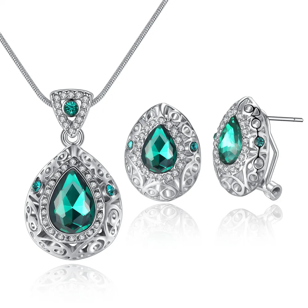 

2017 new design necklace earring set vintage Hollow big drop necklace earring set, N/a