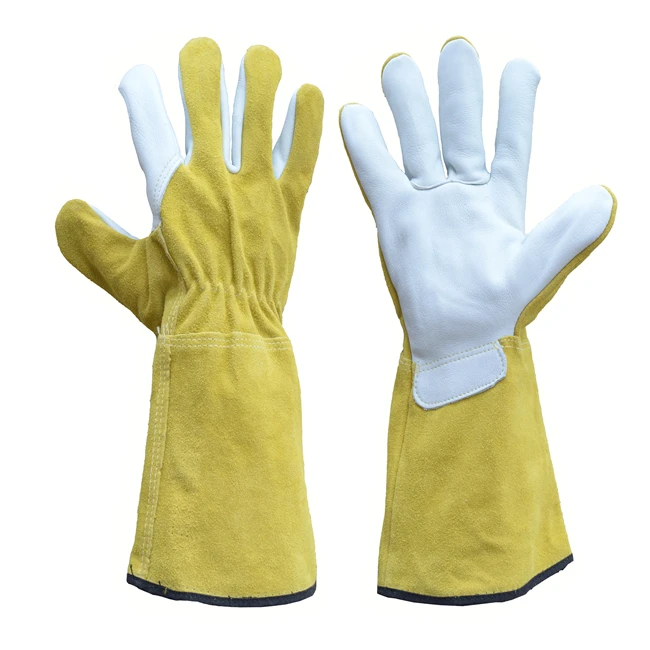 Pri Gauntlet Cotton Lining Leather Tig Argon Winter Welding Gloves Cow ...