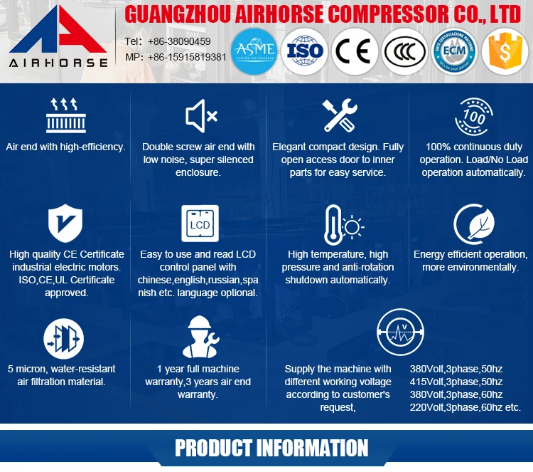 30kw 40hp electric screw type 185 cfm air compressor
