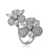 14325 Xuping luxury ladies jewelry flower shaped zircon pave set opening finger ring
