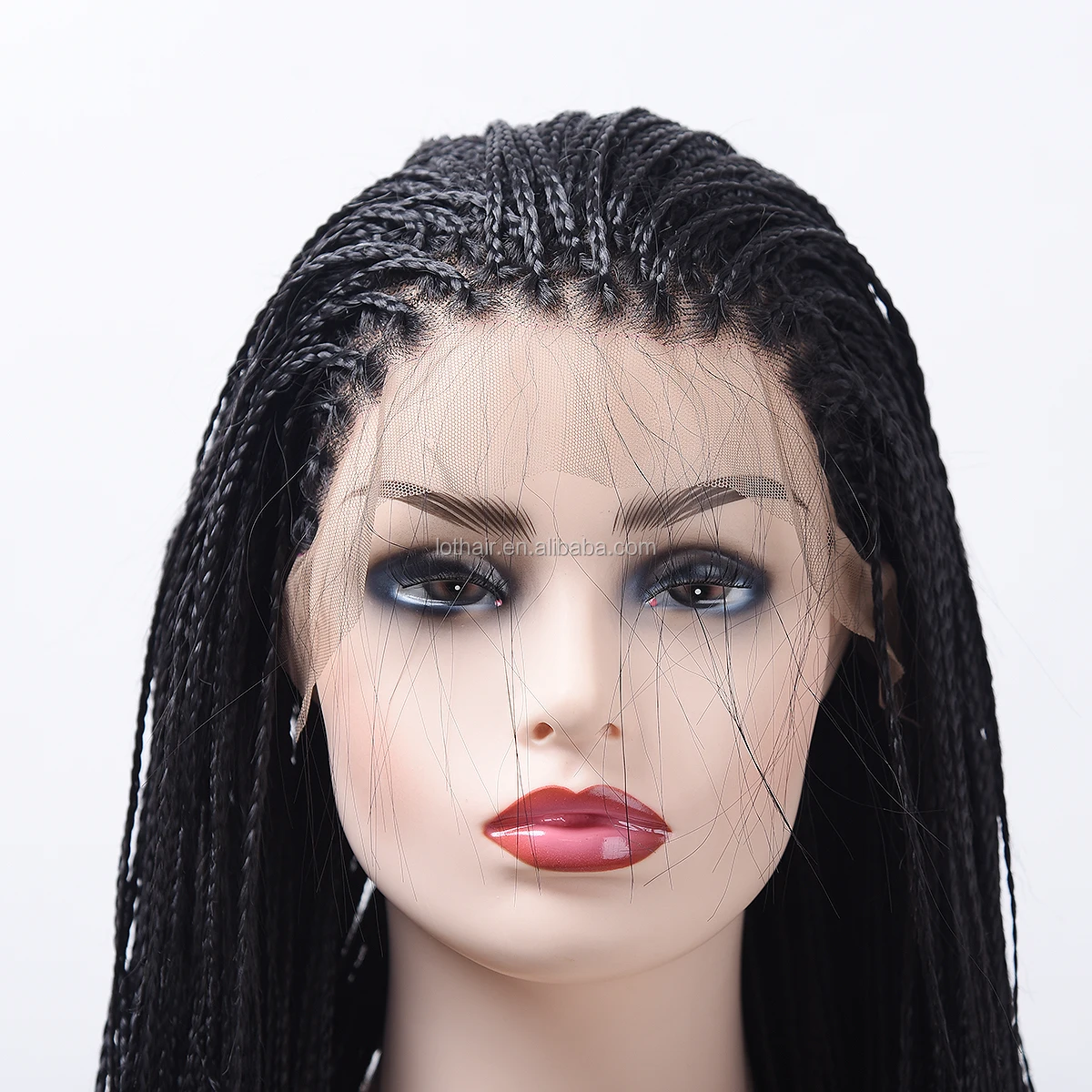 

New Fashion Wholesale Cheap 100% Long Synthetic Hair Lace Front Twist Braided Wigs for Black Women, N/a