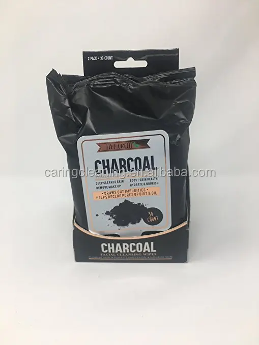 2 Pack (60 Count) Charcoal Detoxifying Face Wipes Refreshing Facial