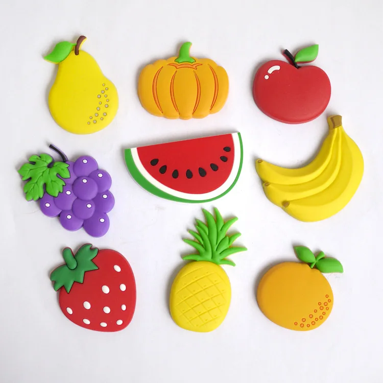 

Cartoon Fruits Banana Strawberry Watermelon Apple Grape Pear Fridge Magnets Souvenir Magnetic Sticker, White,black,pink,blue,brown