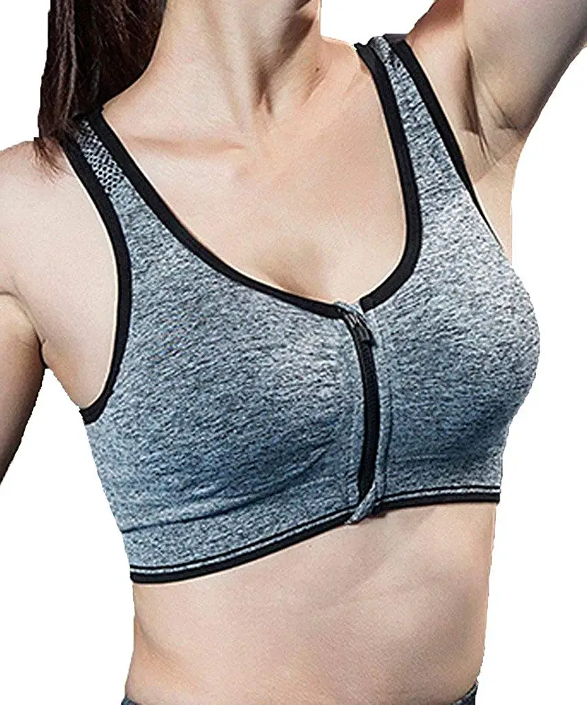 wireless sports bra with front closure