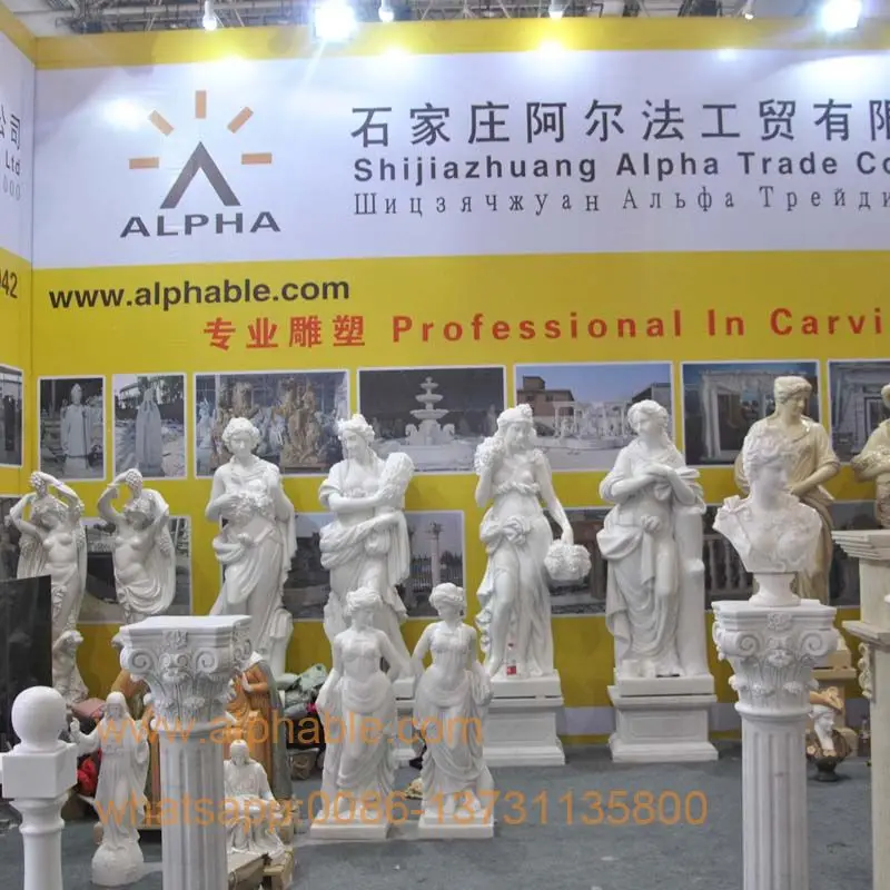 
Carved marble lady with vase statue 