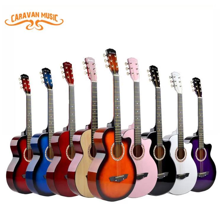 

Wholesale 38c multiple colorful linden plywood acoustic guitar/cheap  guitar, Black