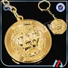 custom gilded lion head round shape gold keychain
