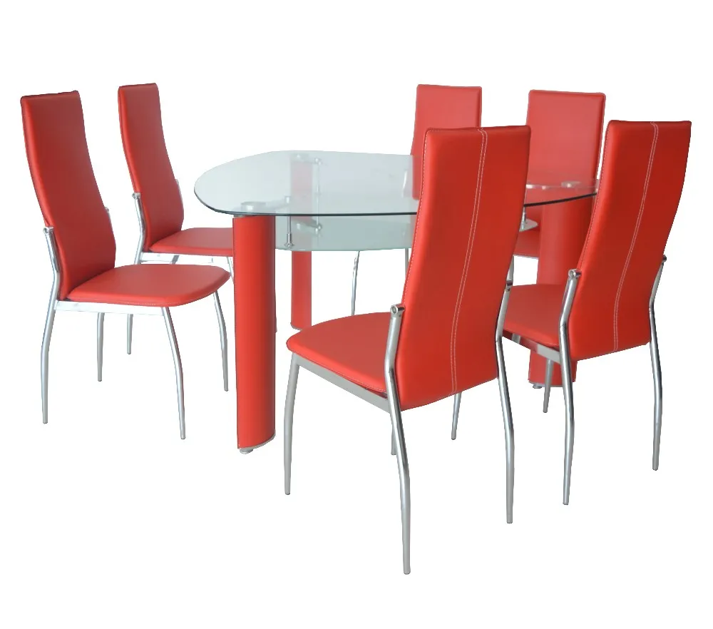 Modern Banquet Tempered Glass Dining Table Set With 4 Chairs For Dining