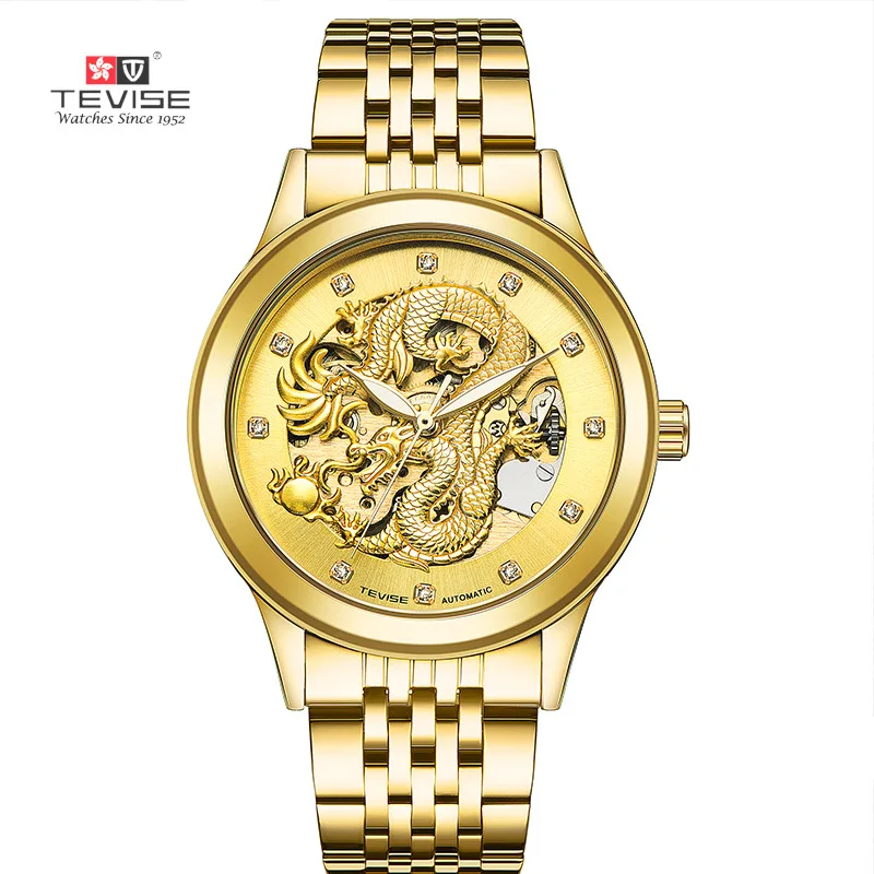 

2018 Luxury Automatic Men's watch With Gold Dragon wholesale mechanical watch fashion wristwatches, Any color are available