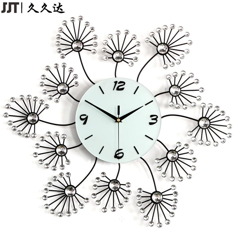 

odm/odm modern wall clock Korea Style Home Decor Unique Handmade Metal Diamond Wall Clock Designs modern wall clock, Black