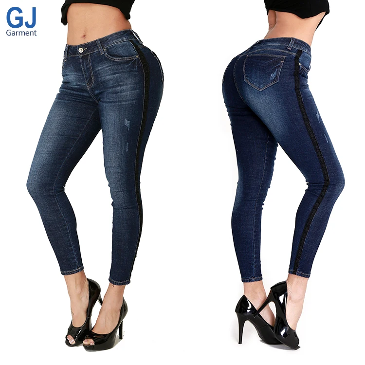 

Colombian Colombianos Brazilian Brasileos Femme Elastic High Waist Butt Lifting Push Up Women Fashion Tight Slim Denim Jeans, Blue