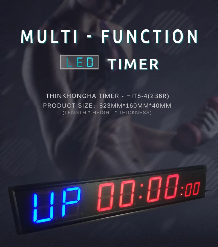 Thinkhonghao 4 Inch Large 8digit Led Fitness Interval Crossfit Timer