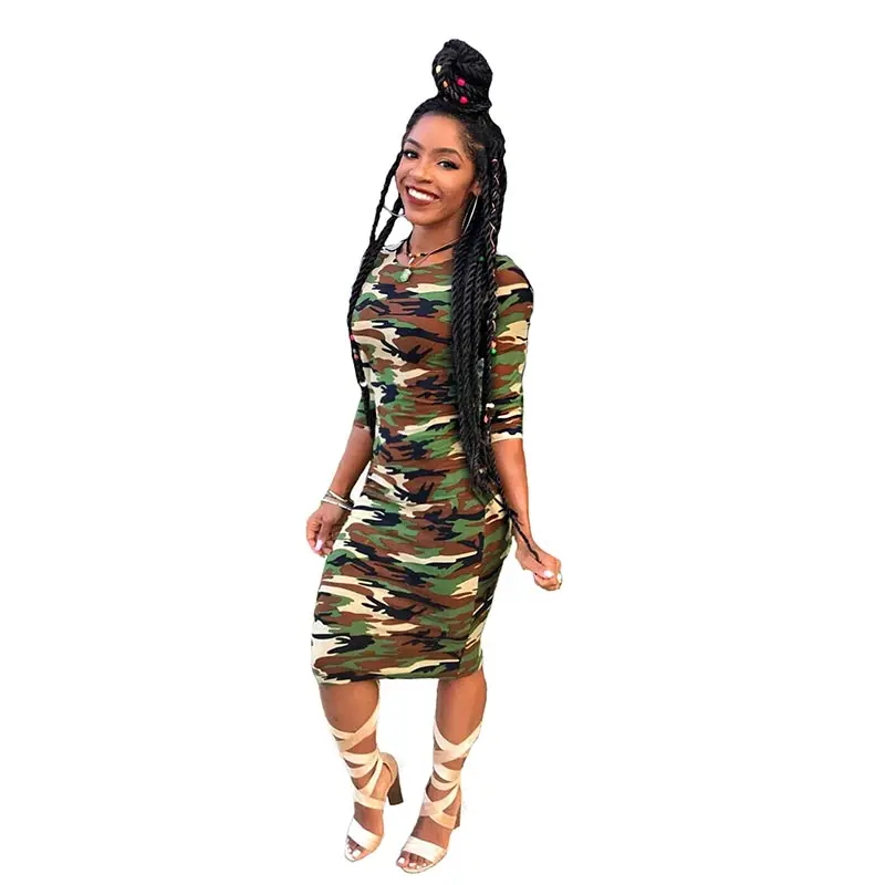 

Casual Camouflage Printed Army Green Knee Length Dress Item NO: L36318, N/a