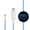 White Visible Flow Led EL Light Micro Usb Sync Data Charge Cable for Android