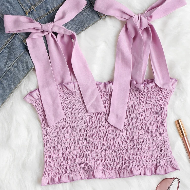 

2020 spring and summer ebay hot sale pink purple cable tie tube top