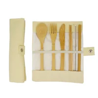 

WanuoCraft Bamboo Reusable Travel Cutlery Utensils Flatware Set With Camping Pouch