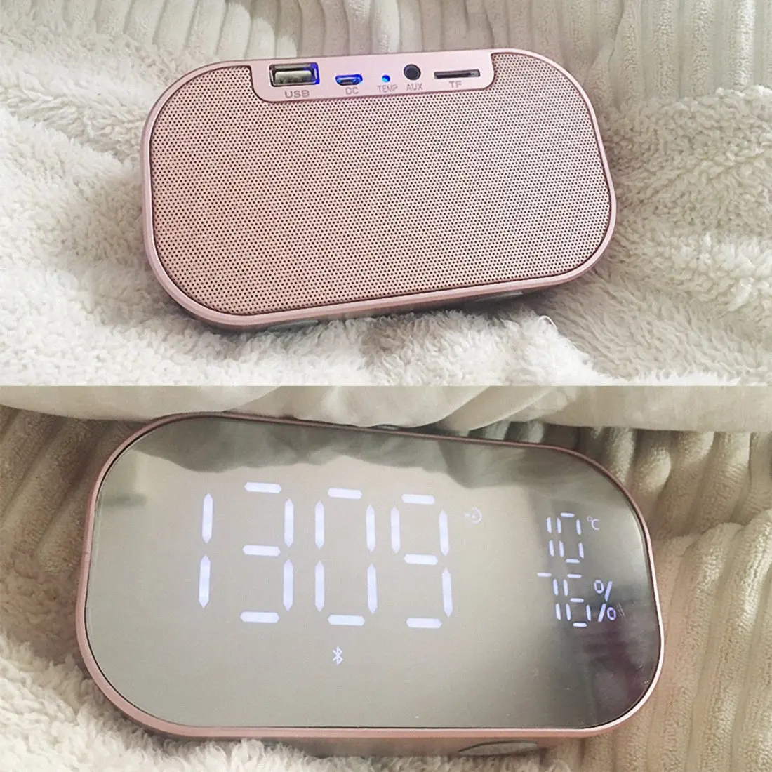Portable Alarm Clock Wireless Bluetooth Speaker LED S2 S5 Mirror Bluetooth S2 Speaker for Smartphone - ANKUX.COM