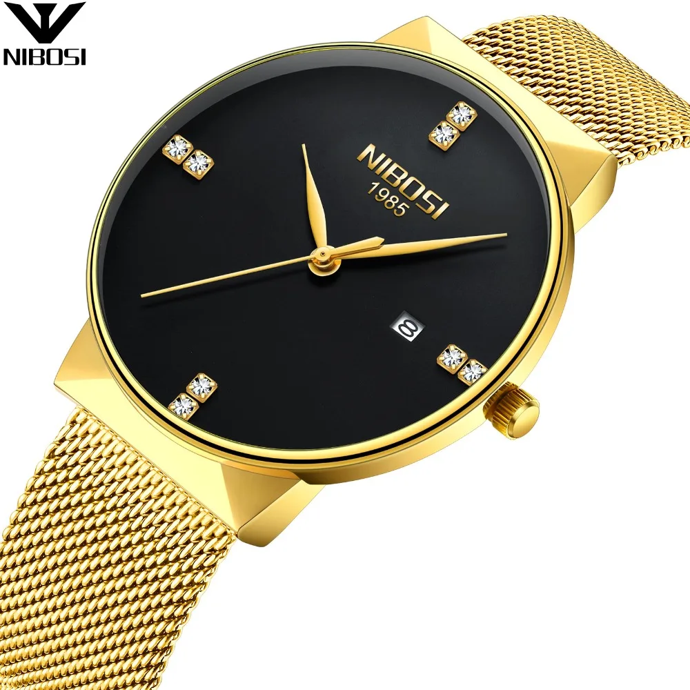 

wholesale NIBOSI 2323 China Wholesale Cheap Mesh Stainless Steel Minimalist Mens Watch dropshipping