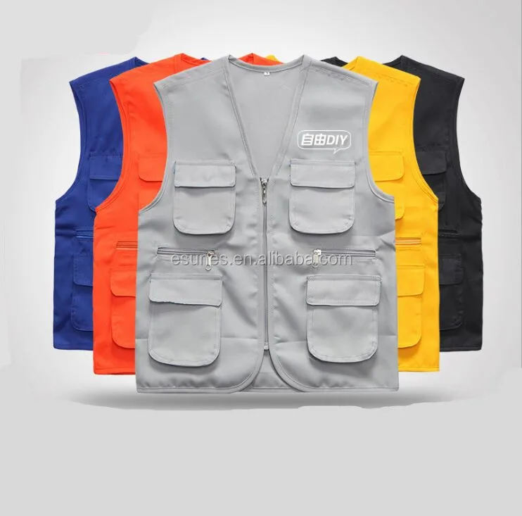 

Fashion Polyester Customized Logo Advertising Vest Multi Pocket Waistcoat With Custom Logo