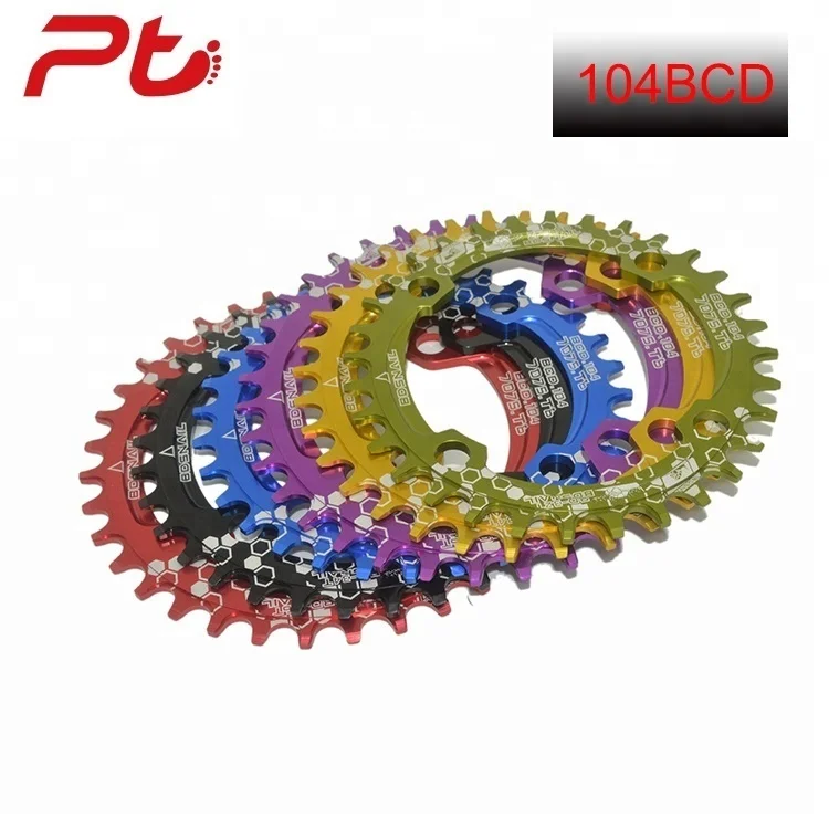 

Ultralight 32/34/36T Narrow Wide Round Oval Crankset A7075 Alloy 104BCD MTB Bike Bicycle Chainwheel, Red / black / green / gold/ purple / blue