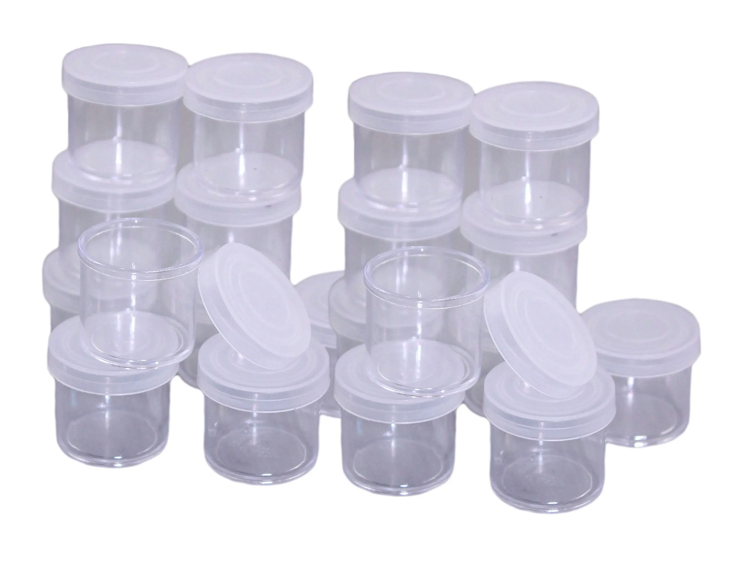 Buy Pack of 20 Clear Plastic Mini Craft Containers with Lids in Cheap
