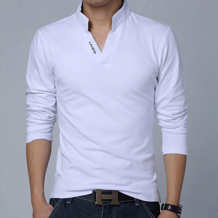 

Supply Men V Neck Blank Long Sleeve T Shirt, Black,white,gray,red,green
