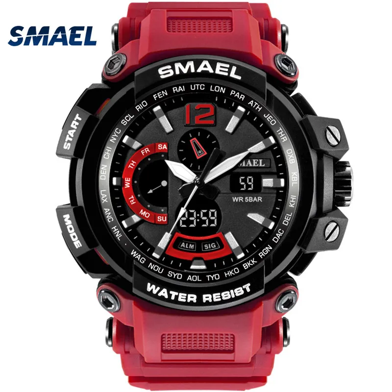 

SMAEL mens wrist watch water resistant military watch led light electronic clock, Orange;black;red;gray;gold;army green;khaki;blue;green