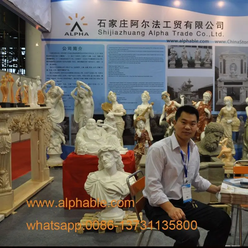 
Carved marble lady with vase statue 