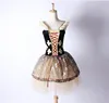 OCT2129 GIRLS KIDS MATT SPANDEX BALLET BALLET LEOTARDS BLACK LACE SPLICE SLEEVELESS BALLET DRESS WITH LACE SKIRTS