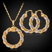

unique fashion party jewelry sets women gold Two Tone Necklace Set