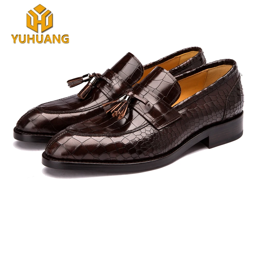 

Luxury crocodile skin leather handmade shoes high-end bespoke Loafers shoes, Black