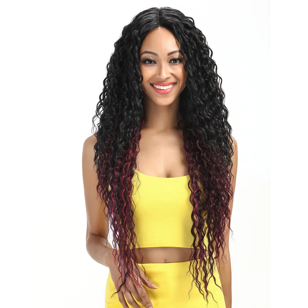 

Noble Hair Lace Front Ombre Blonde Wig 30 Inch Long Wavy Red Synthetic lace Wig For Black Women 2 Colors Available Free Shipping