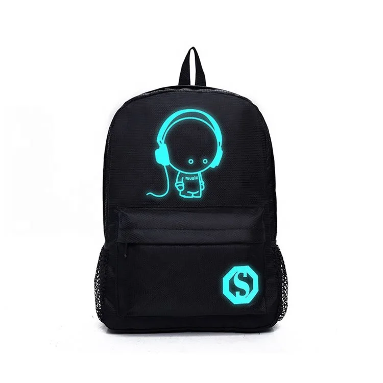 

custom high quality hipster polyester african print luminous school music backpack bag