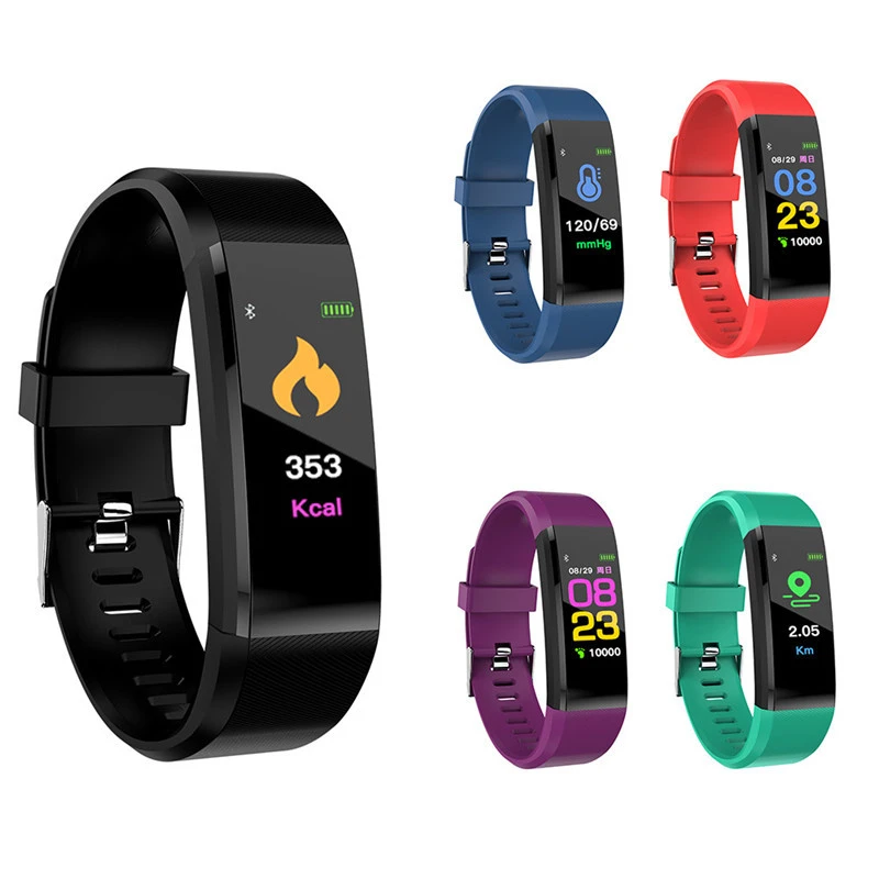 

2022 Smart Band ID115 Plus Heart Rate Monitor Blood Pressure Monitor Smart Fitness Tracker 115 plus 115plus Smart Bracelet, Black, red, blue, green, purple