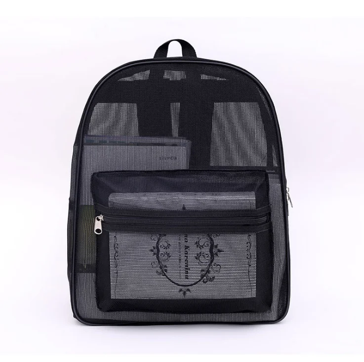 

Durable Black Mesh Bag for School Beach Backpack