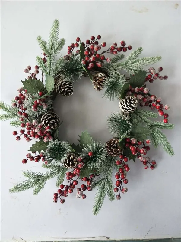 工厂供应商人造圣诞花蜡烛戒指/花圈