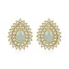LUOTEEMI Classic Cubic Zirconia Halo Stud Earrings AAA Water Drop Main Stone Two Row Tiny CZ around Women Earring Stud