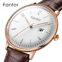 

Fantor Men's Simple Casual Watches Date Quartz Leather Strap Curved Men Wrist Watch Luminous Hand Waterproof Dress Brand Watch