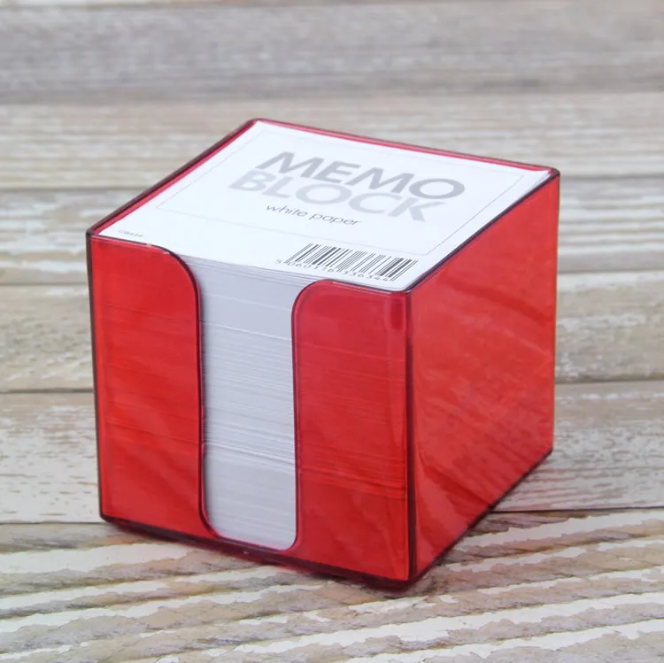 Plastic Memo Cube With Pen Holder Boxes Paper Block Note Cube Memo Pad