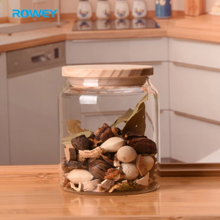 Wholesale Custom Large Glass Storage Jar with Wooden Lid