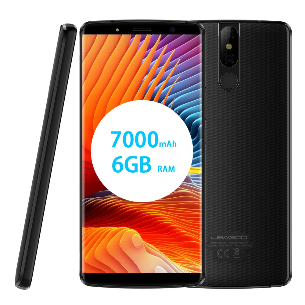 LEAGOO POWER 5 Mobile Phone 5.99FHD+ 18:9 7000mAh RAM 6GB ROM 64GB 13MP Dual Camera Android 8.1 MT6763V Octa Core 4G Smartphone