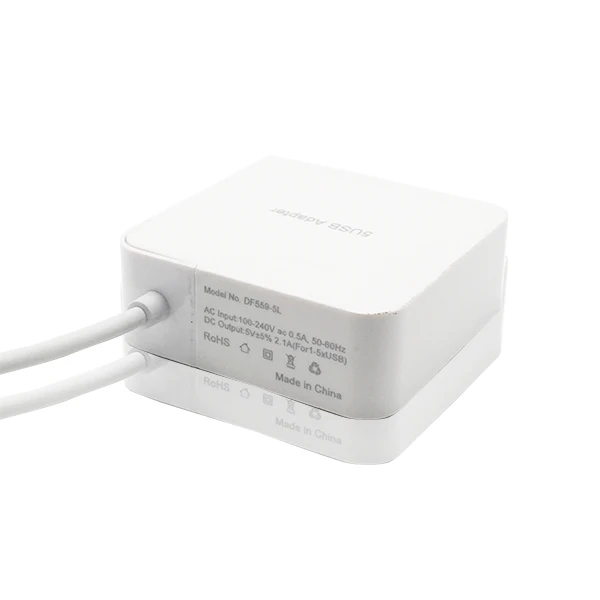 factory sale Multi 5 Ports USB Power Adapter 5V 2.1A AC Power Adapter for Iphone Samsung HTC LG