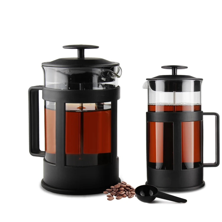 

Hot Selling Portable Travel French Press Coffee Maker Glass French Press With BPA Free Plastic Flame, Customized