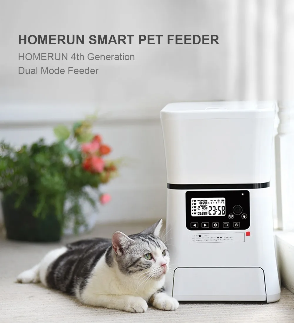 Homerun Smart Automatic Pet Feeder With Wifi App Remote Control Ce